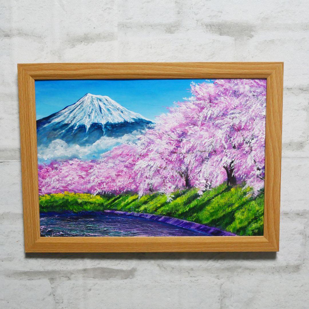 油絵 油彩 油彩画 絵 絵画【龍巌淵の桜】