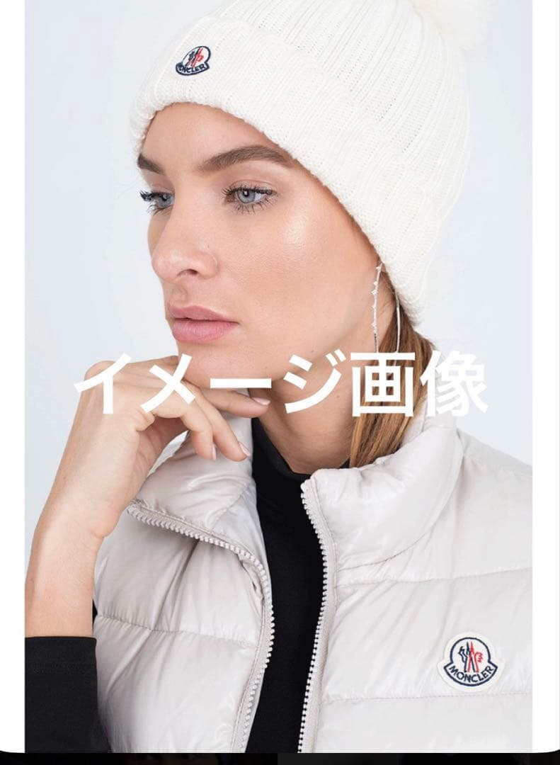MONCLER アイボリー ケーブル編み ニット帽