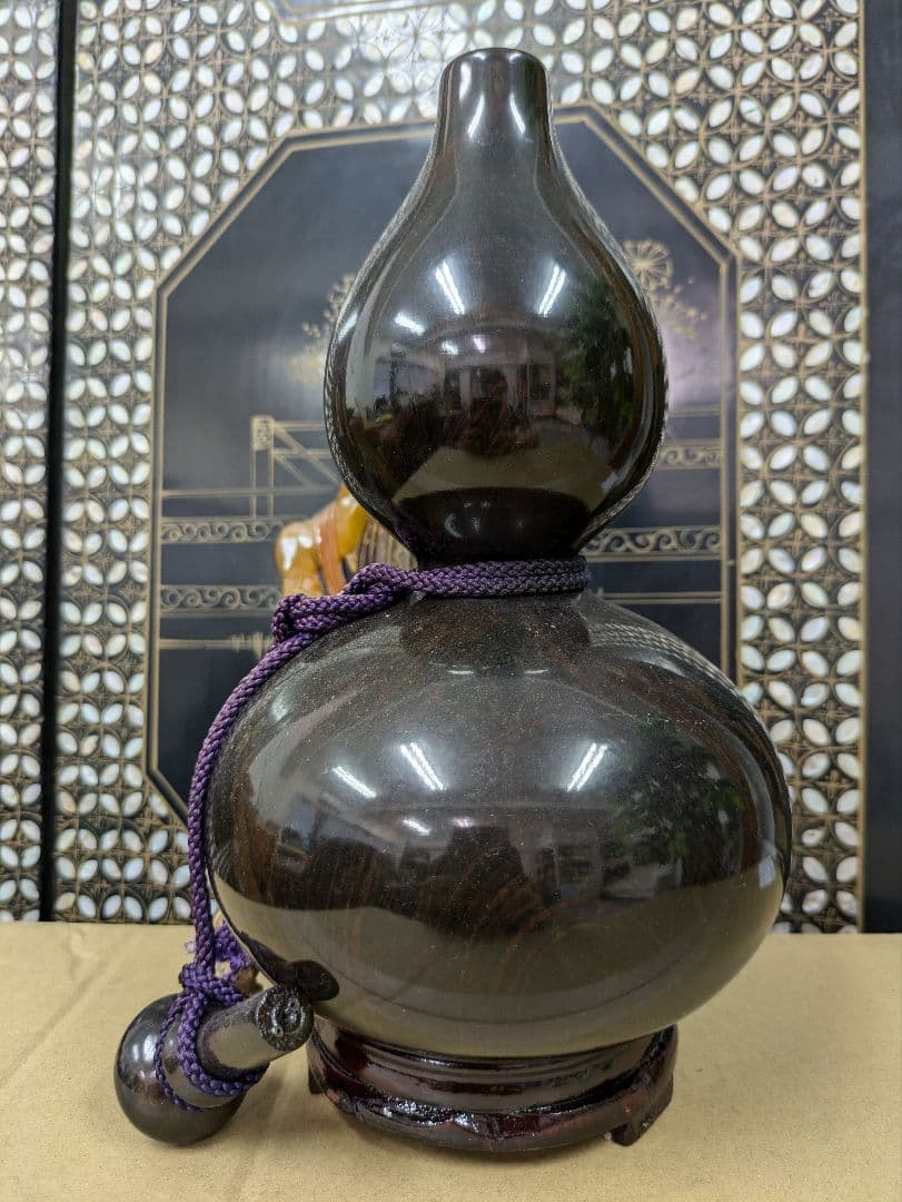 骨董品　瓢箪　黒壇