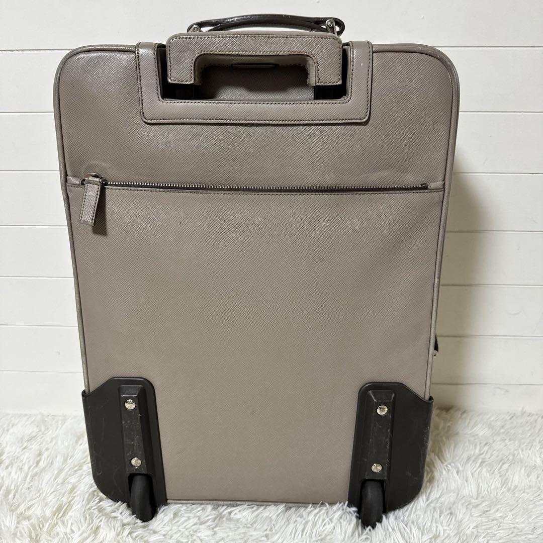 PRADA プラダ　トライアングルロゴ　キャリーケース　サフィアーノ　グレージュ