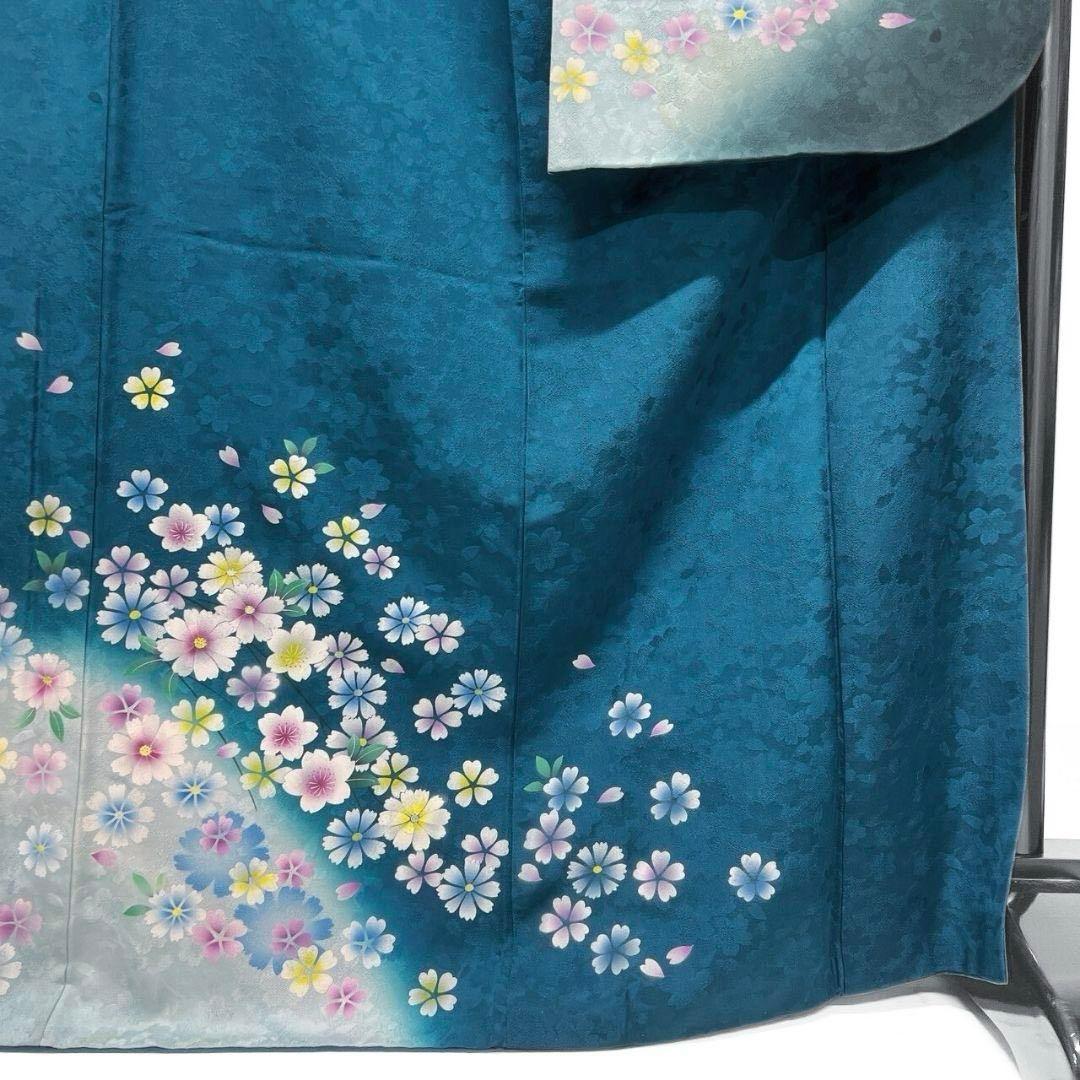 刺繍　花模様　桜花地紋　振袖　着物　013a p