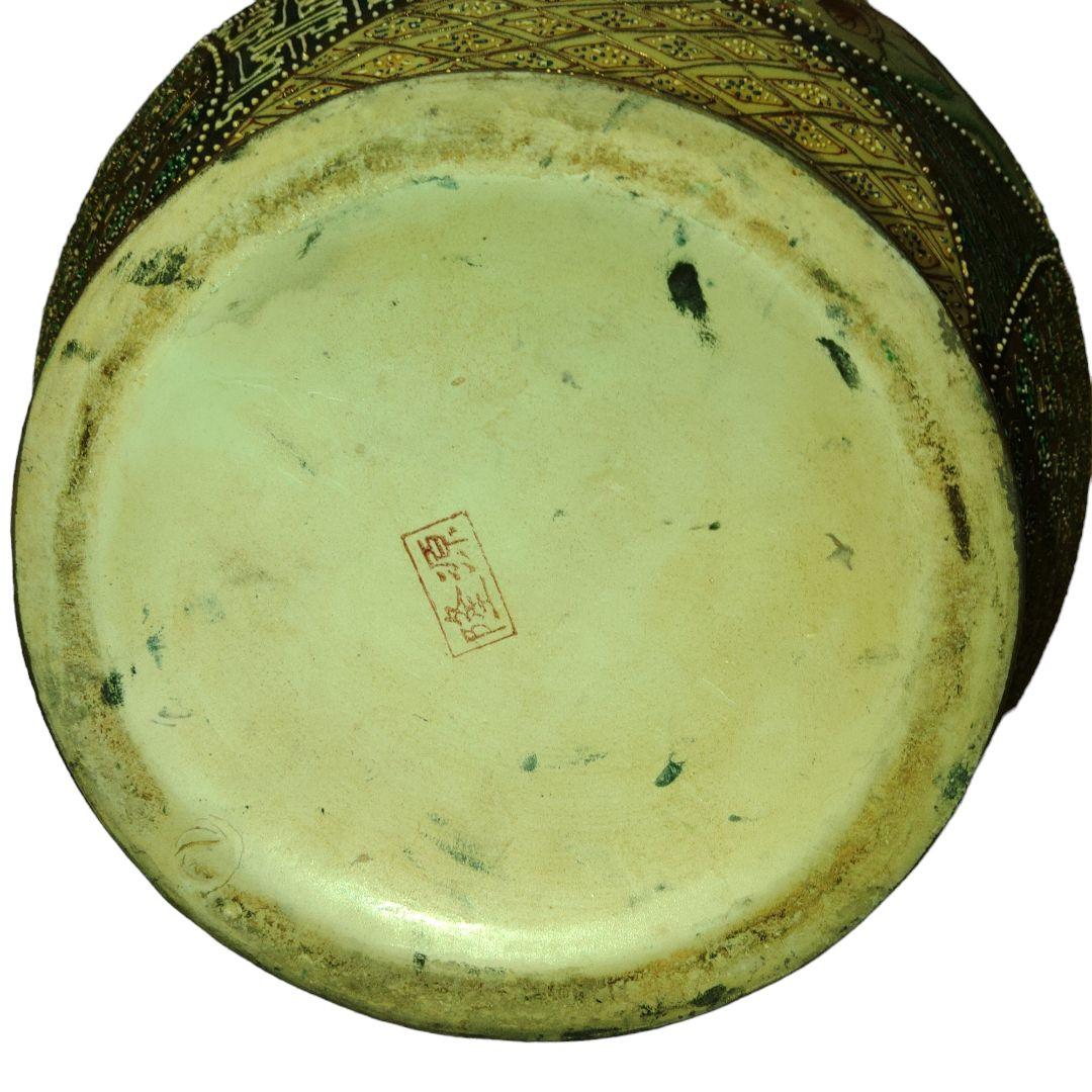 中国古玩　隆源　金彩鳥草花文壺　高さ40cm