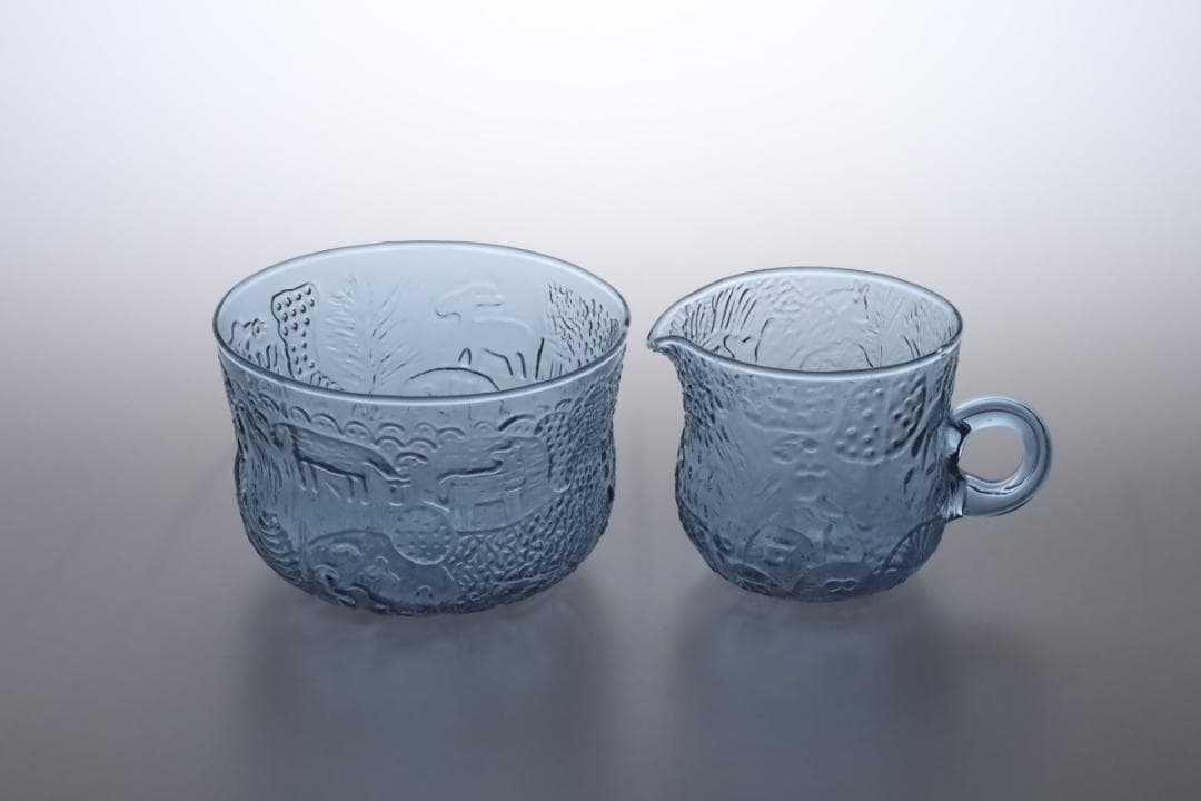 オイヴァトイッカ Fauna ガラスシュガーボウル&クリーマー 93781