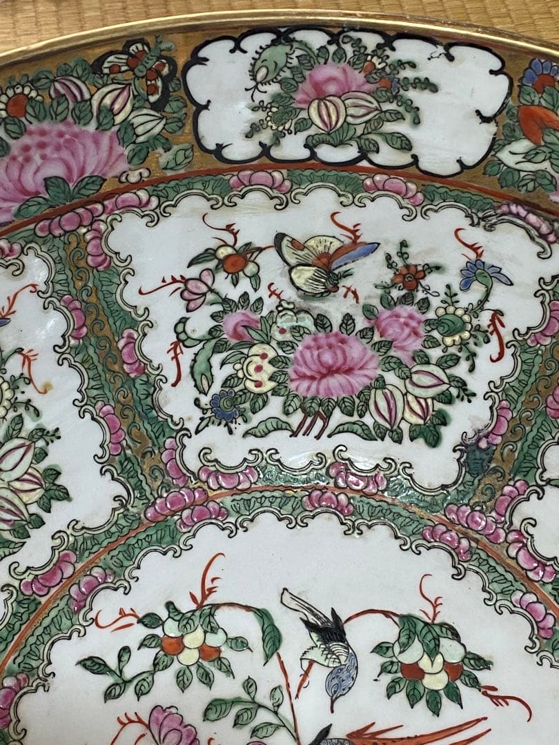 ♦️中国古陶磁 民国時代 大清道光年製 粉彩 吉祥花鳥図大鉢 景徳鎮窯 古美術