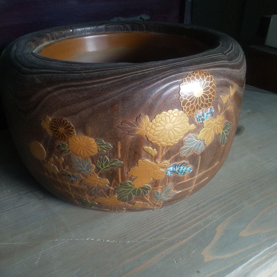 火鉢 時代物 桐火鉢 蒔絵 螺鈿細工 手炙り 古美術 古民具 漆芸 木製