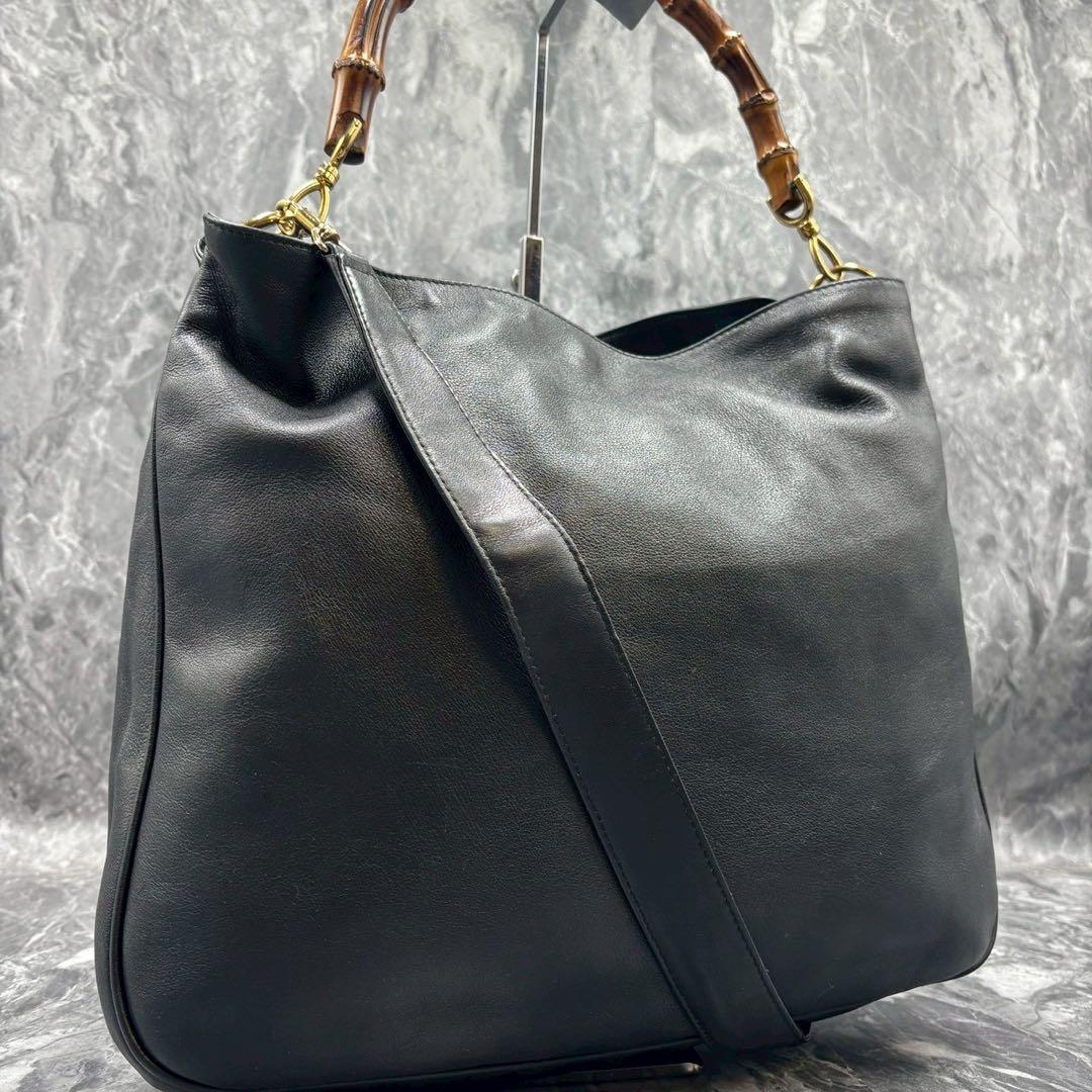 ✨美品✨GUCCI ショルダーバッグ 2way ハンド バンブー 黒 レザー