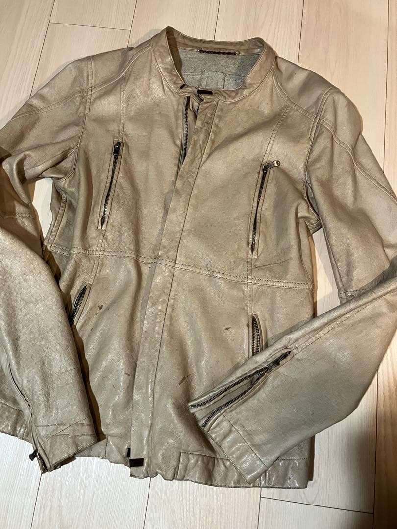 The Viridi-anne 希少 ディアスキン シングルライダース ベージュ