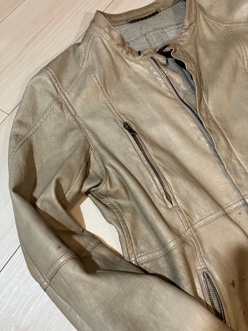 The Viridi-anne 希少 ディアスキン シングルライダース ベージュ