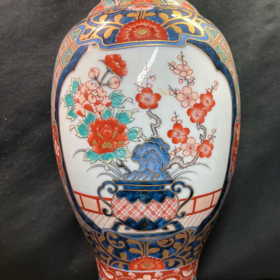 【美品】伊万里焼 神右衛門作 飾り壺 花瓶 置物