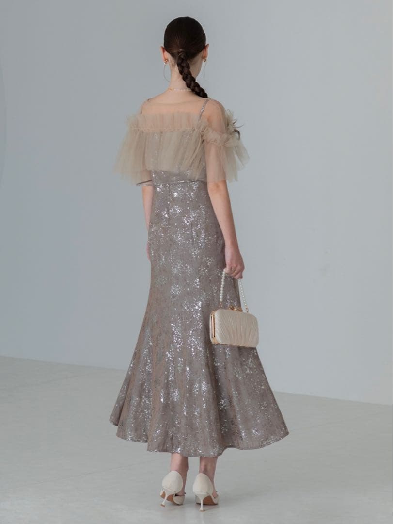 チュールフリルボレロペイントマーメイドワンピースドレス結婚式二次会パーティー