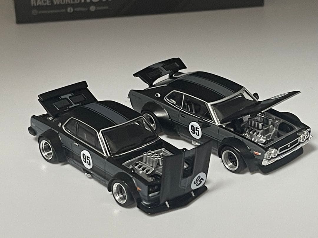 POP RACE ミニカー 95番 スカイラインGT-R & ダットサン