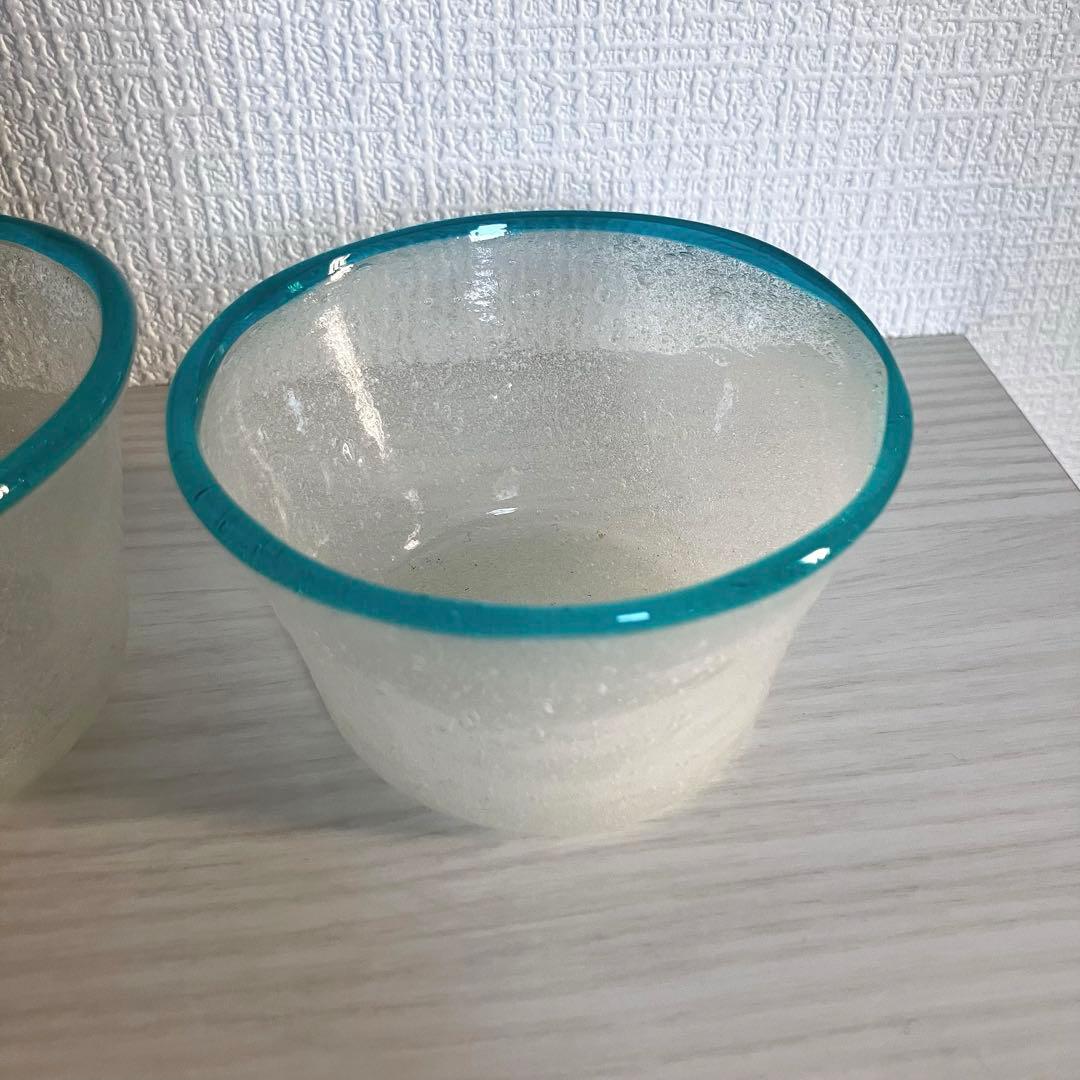 b*n様 【倉敷ガラス】小谷眞三 翠フチ泡小鉢3点セット