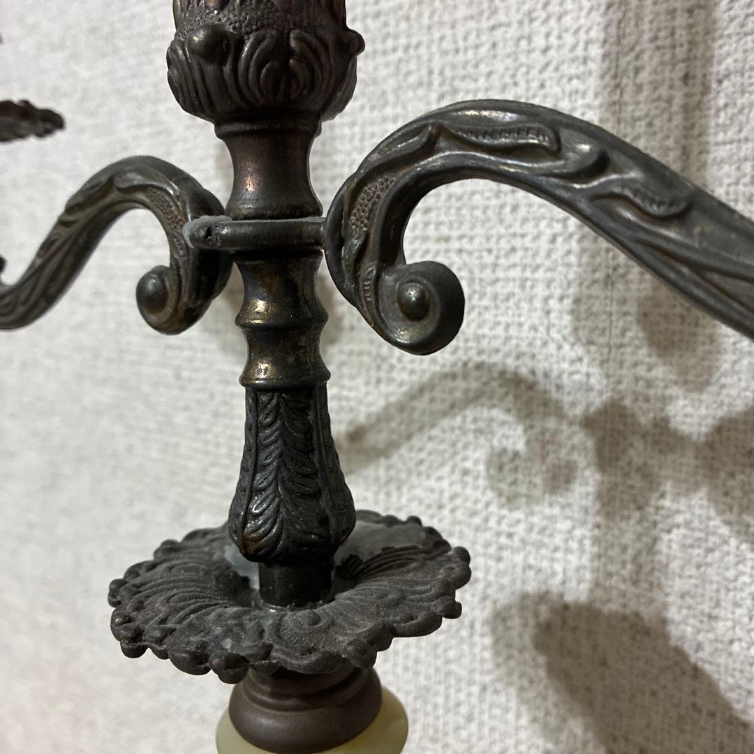 フランス/アンティーク/キャンドルホルダー瑪瑙石/真鍮