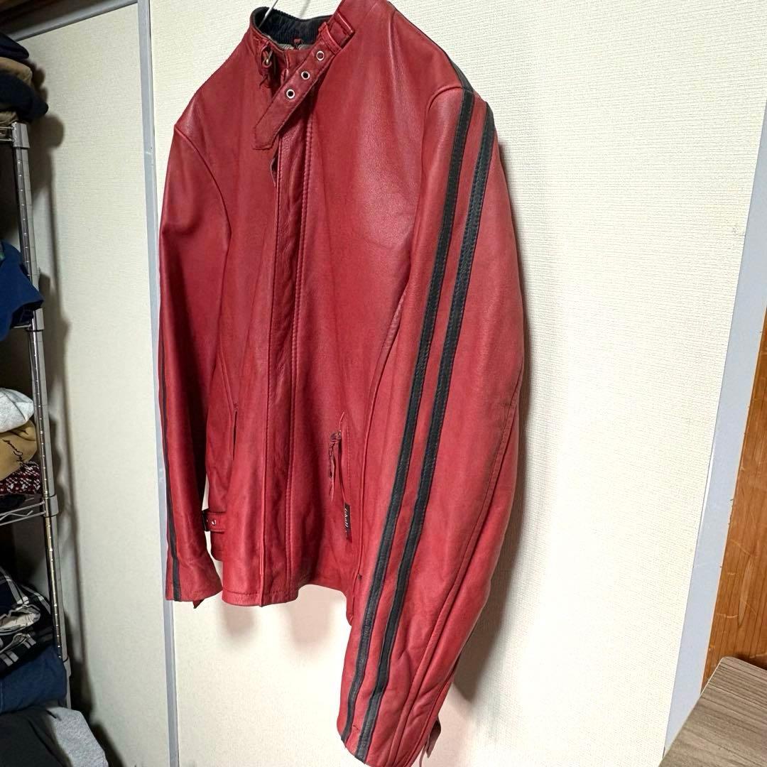 Schott シングルライダース　レッド　ブラックライン