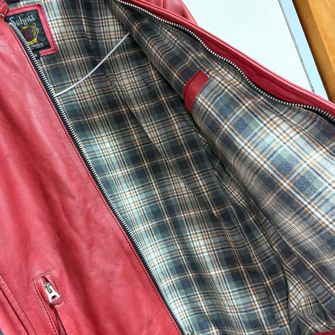 Schott シングルライダース　レッド　ブラックライン