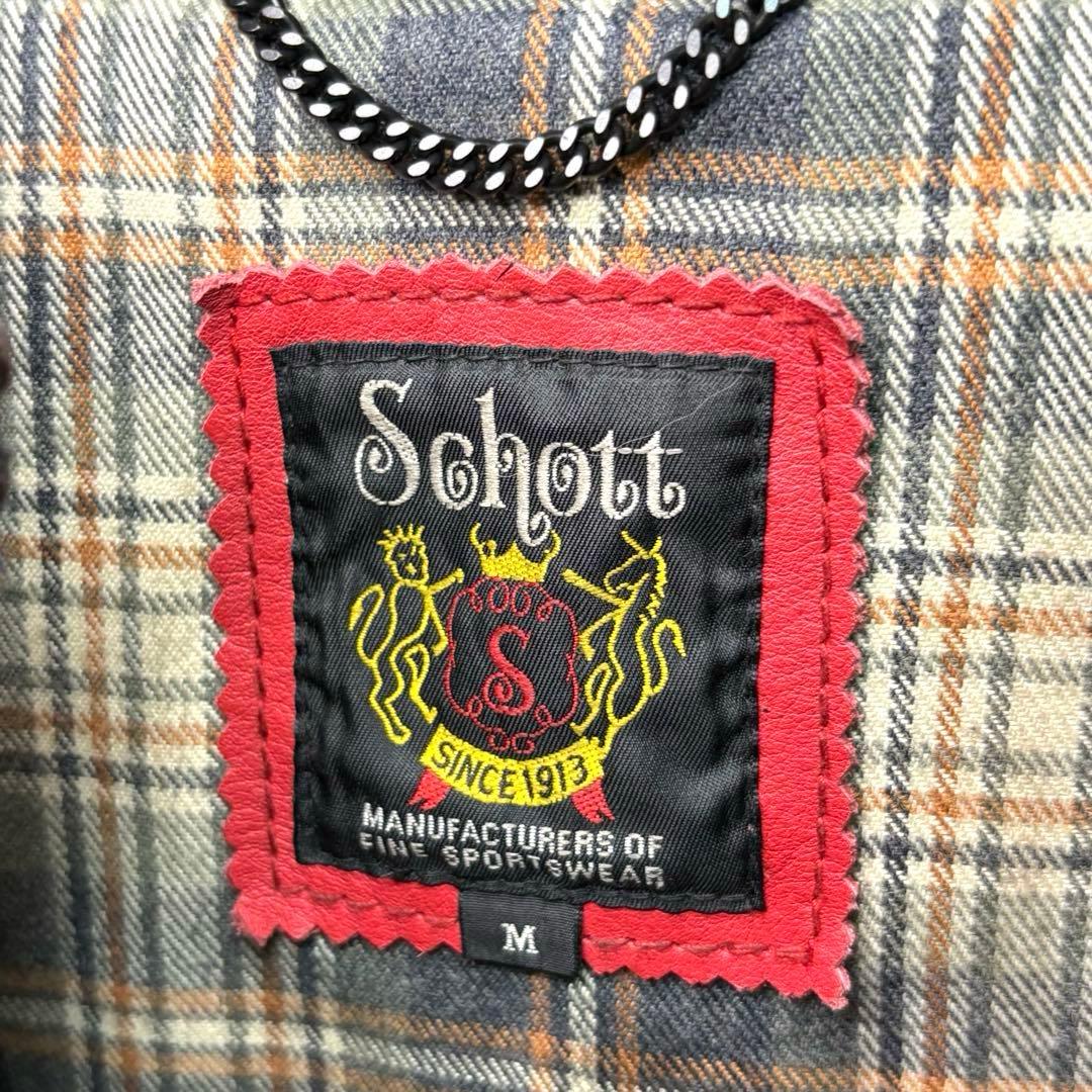 Schott シングルライダース　レッド　ブラックライン