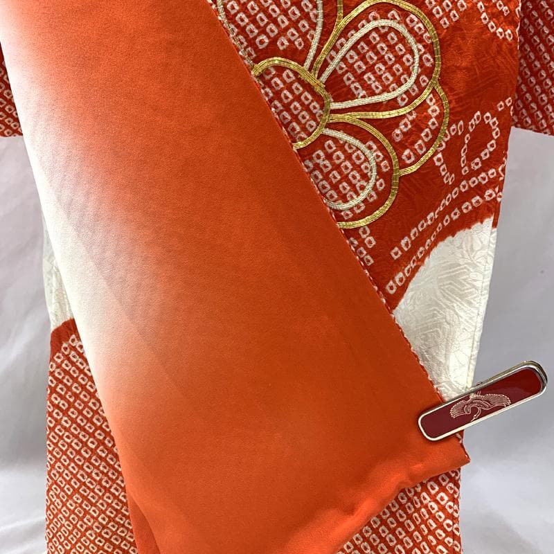 512ag65□七五三 七歳 女児 着物&袋帯 金駒刺繍 絞染め□状態良好