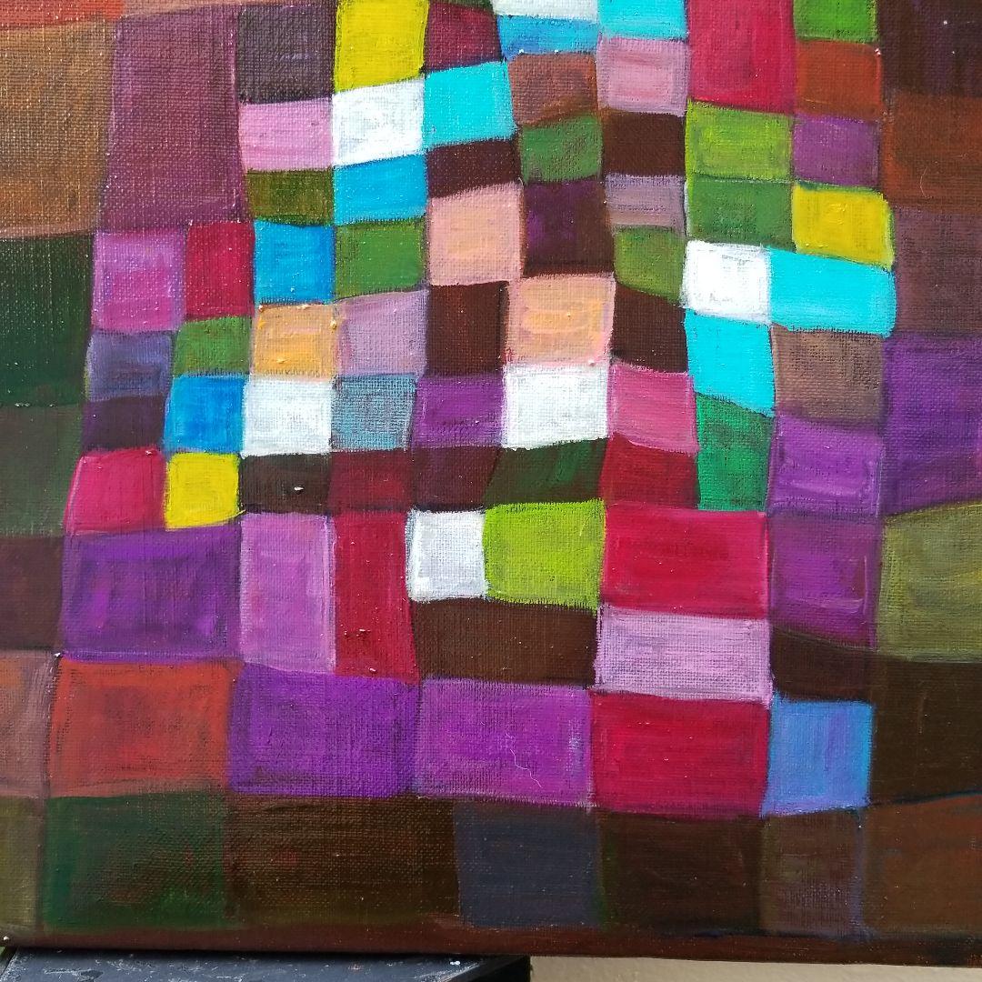 キャンバス油絵　専用　開花　パウルクレー風　飽きのこない抽象画　大きめキャンバス