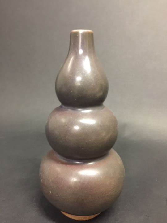 辰砂釉 三環花瓶  中国古玩