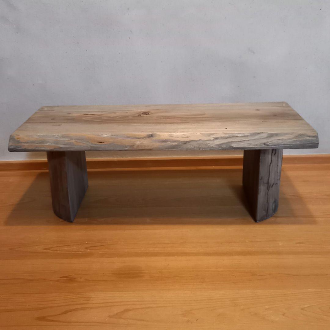 一点モノ　杉古材屋根材、梁使用リメイク品　スツールベンチハーフログ