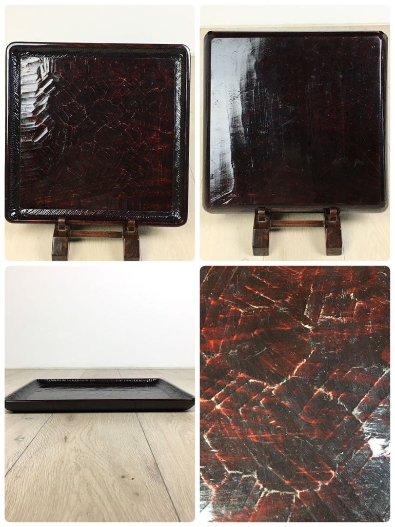 S370讃岐彫 四方盆 くり抜き盆 5客揃 懐石膳 茶懐石