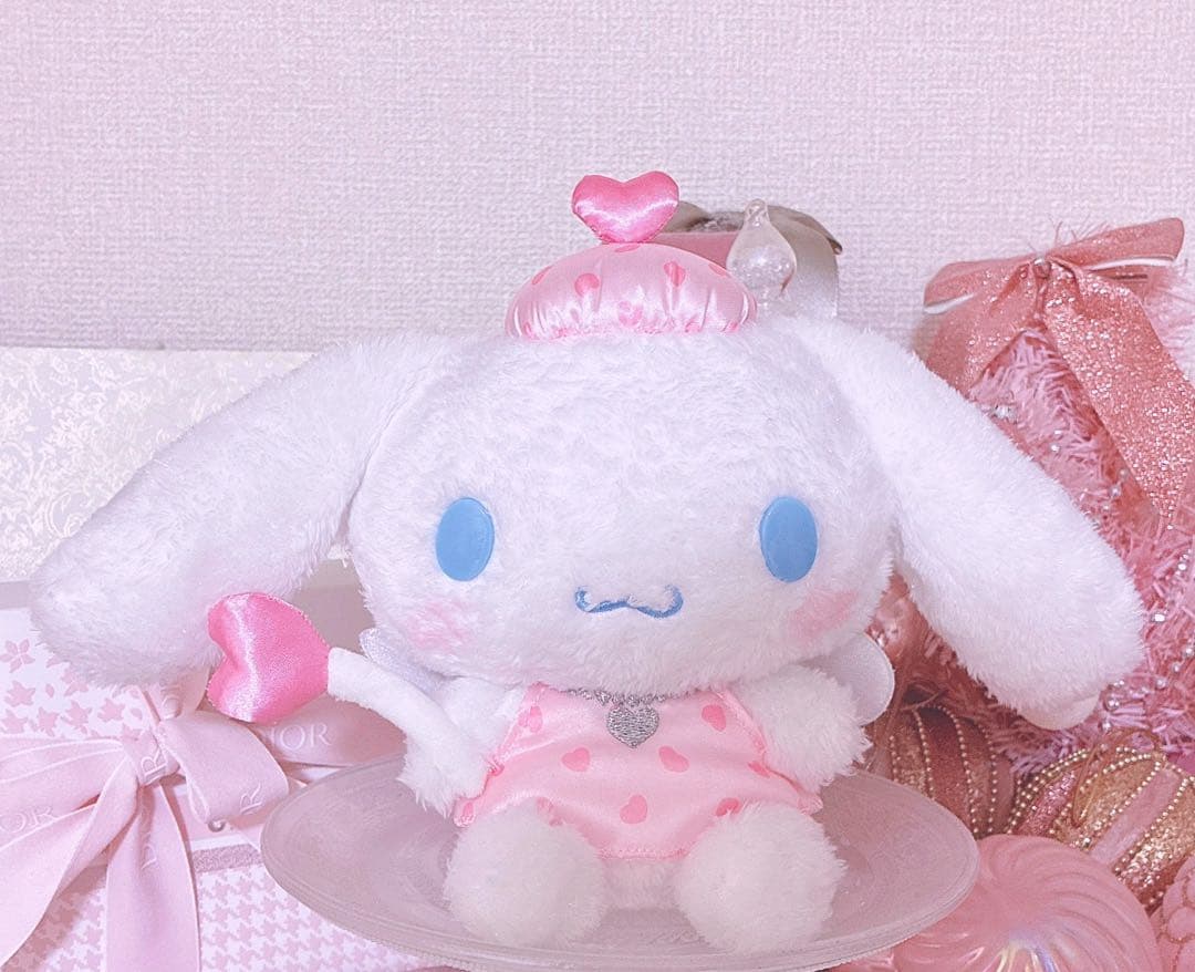 希少♡レア♡昭和レトロ♡シナモロール♡ハート♡ぬいぐるみ♡ピンク♡ロリータ♡