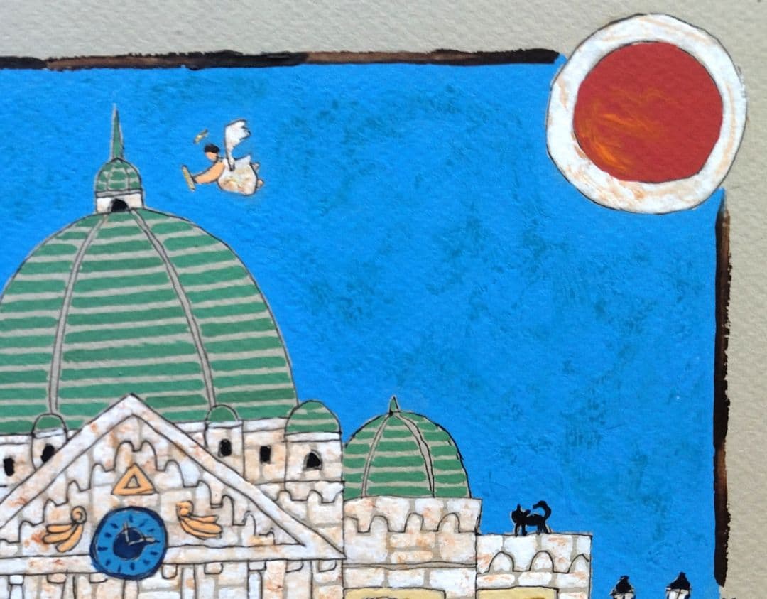 奥村ユズル　水彩画原画　メルボルンの鉄道駅