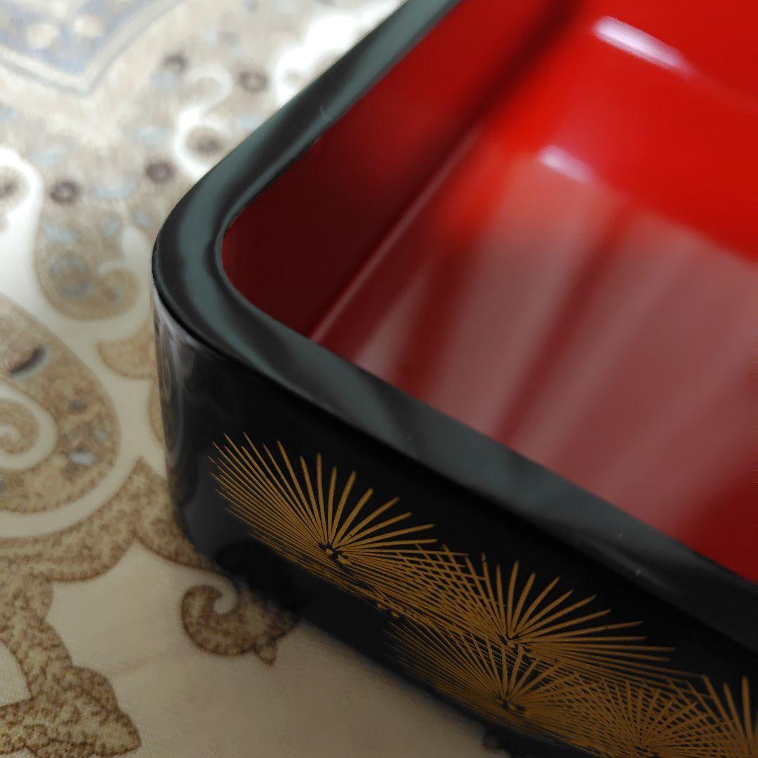 【京都老舗アソベ】伝統的な二段重箱（左右物・対二箱） 金色松模様