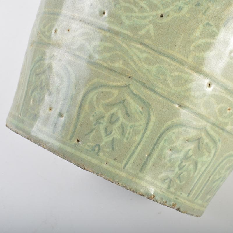 朝鮮美術　李朝　高麗青磁　象嵌龍文瓶　M　R7353B