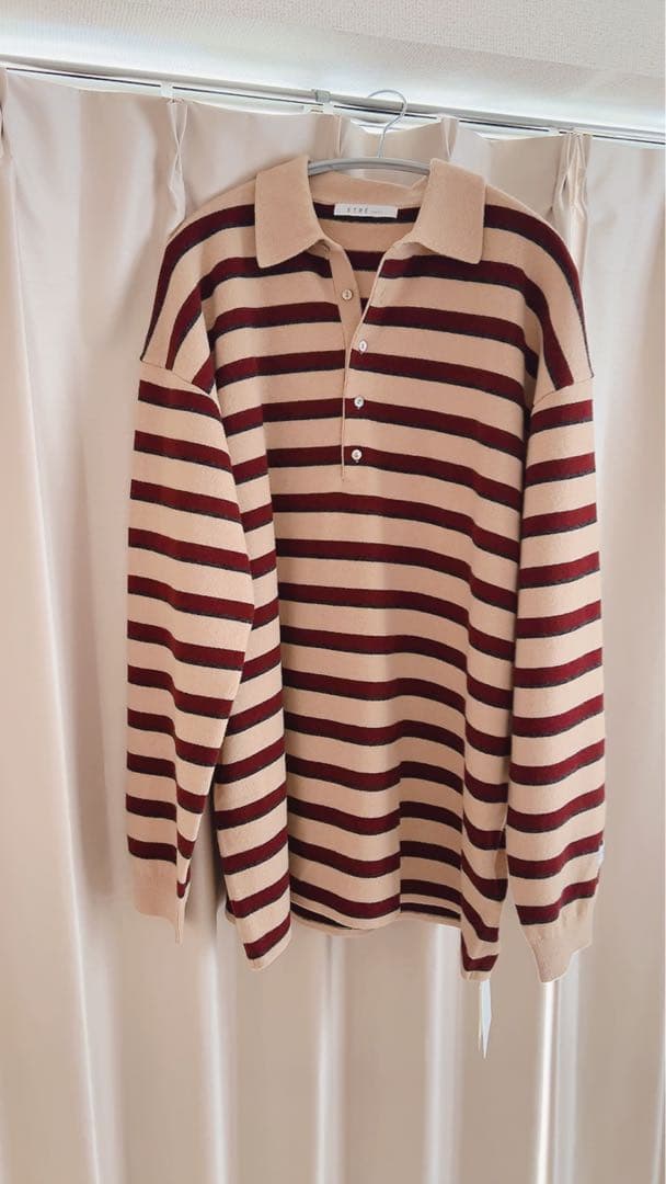 ETRE TOKYO マルチボーダーニットポロ