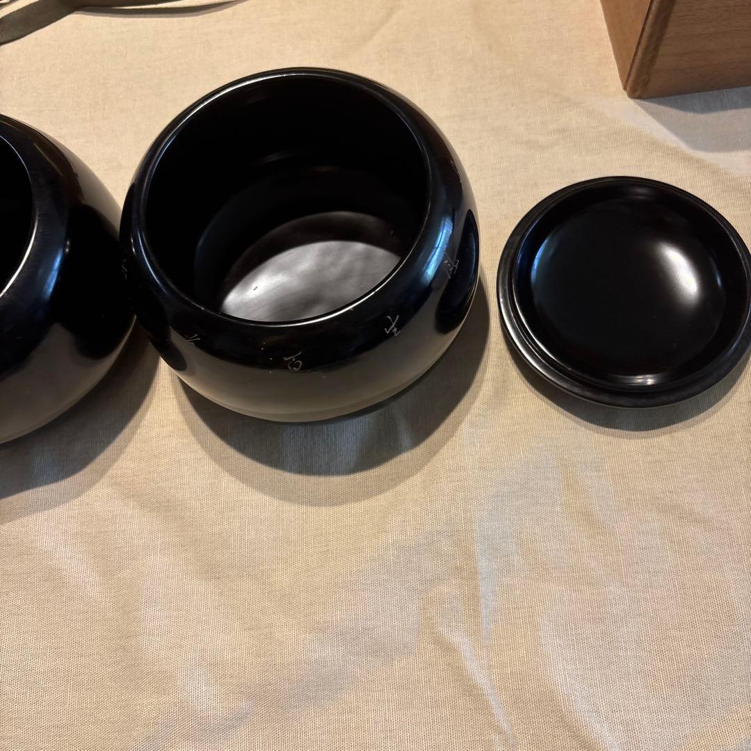 輪島塗りの龍と虎の蓋絵の碁石入れ