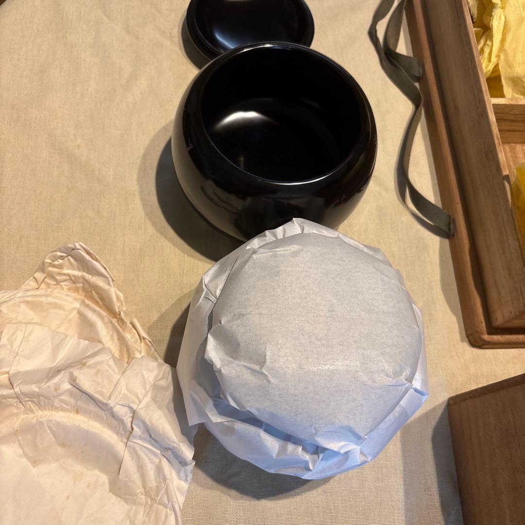 輪島塗りの龍と虎の蓋絵の碁石入れ