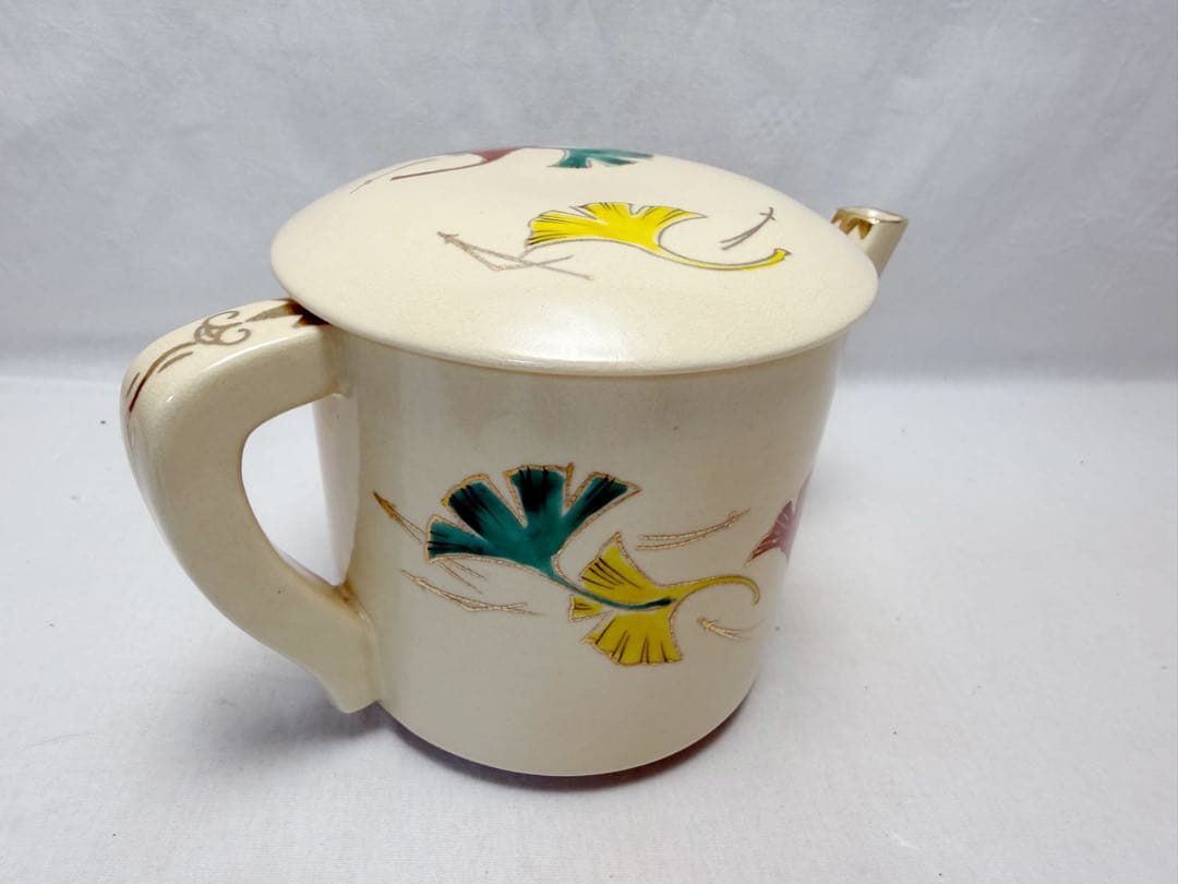 茶道具 陶楽造 仁清写 銀杏色絵 水次 片口水注 共箱