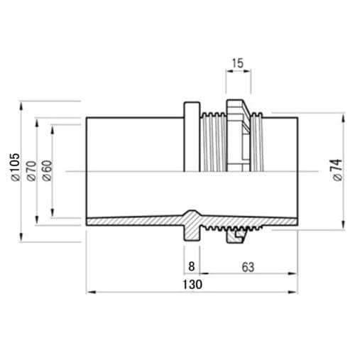 バルブソケット５０Ａ　ゴムパッキン２個付　１０個セット　水槽　給排水　塩ビ管