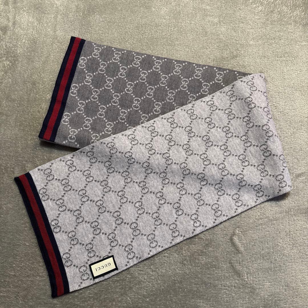 GUCCI GG パターン ウィンタースカーフ GUCCI ロゴマフラー