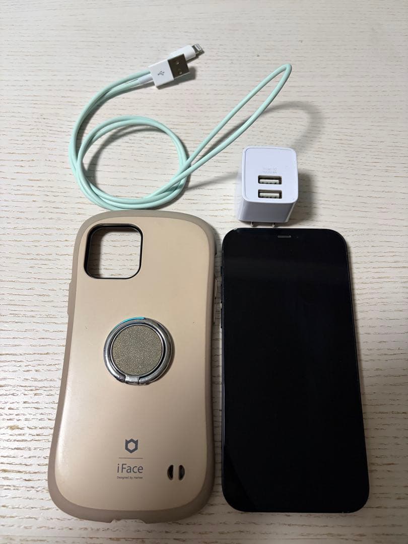 iPhone12/64GB/iFace ケース ベージュ /USB充電器付き