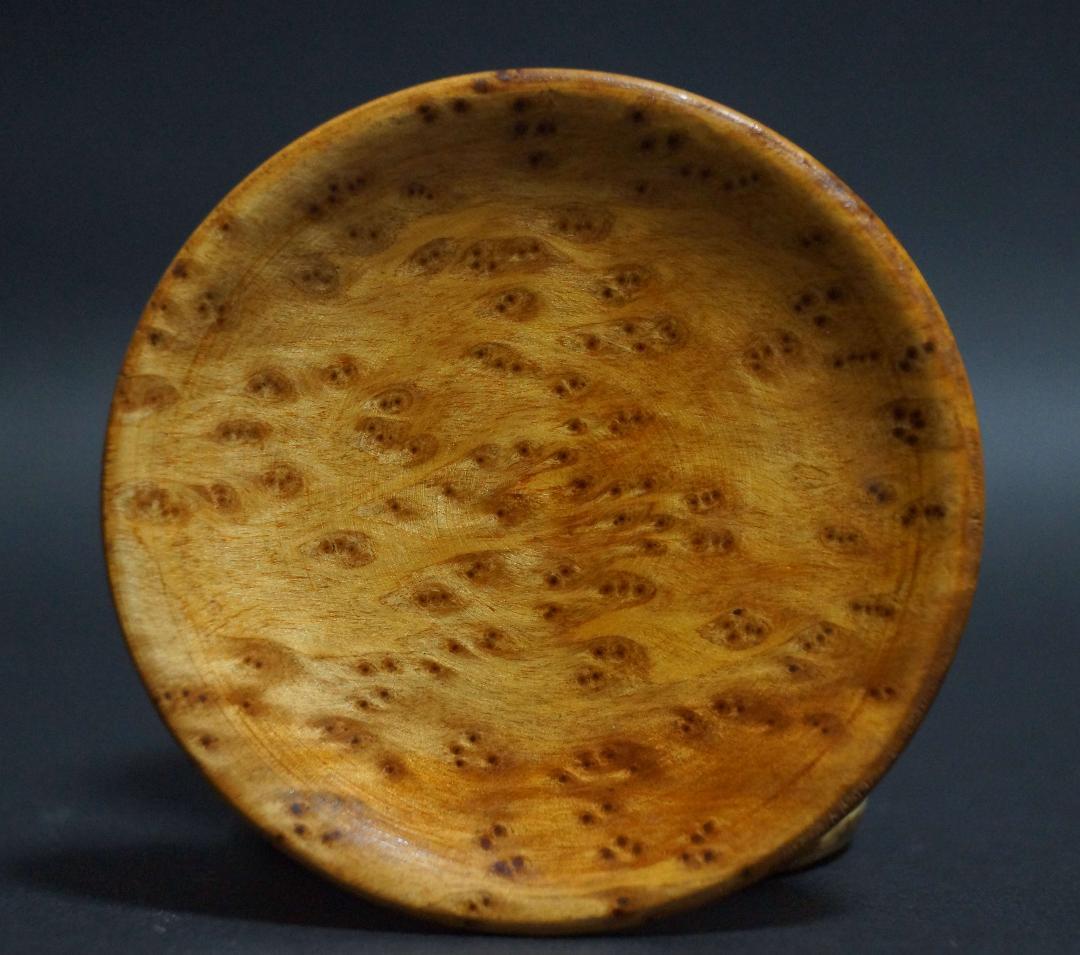 煎茶道具 唐木カリン花梨 玉杢 葡萄杢 茶托6客 造形茶托入れセット美しい木目