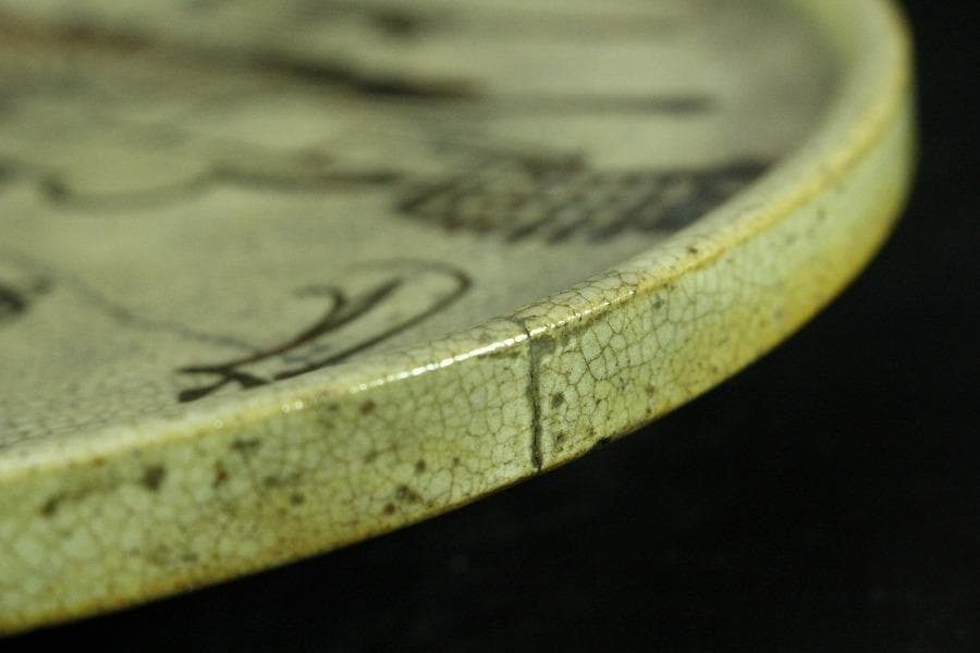 絵瀬戸 行燈皿 碗 時代物 二件(K-YC584)