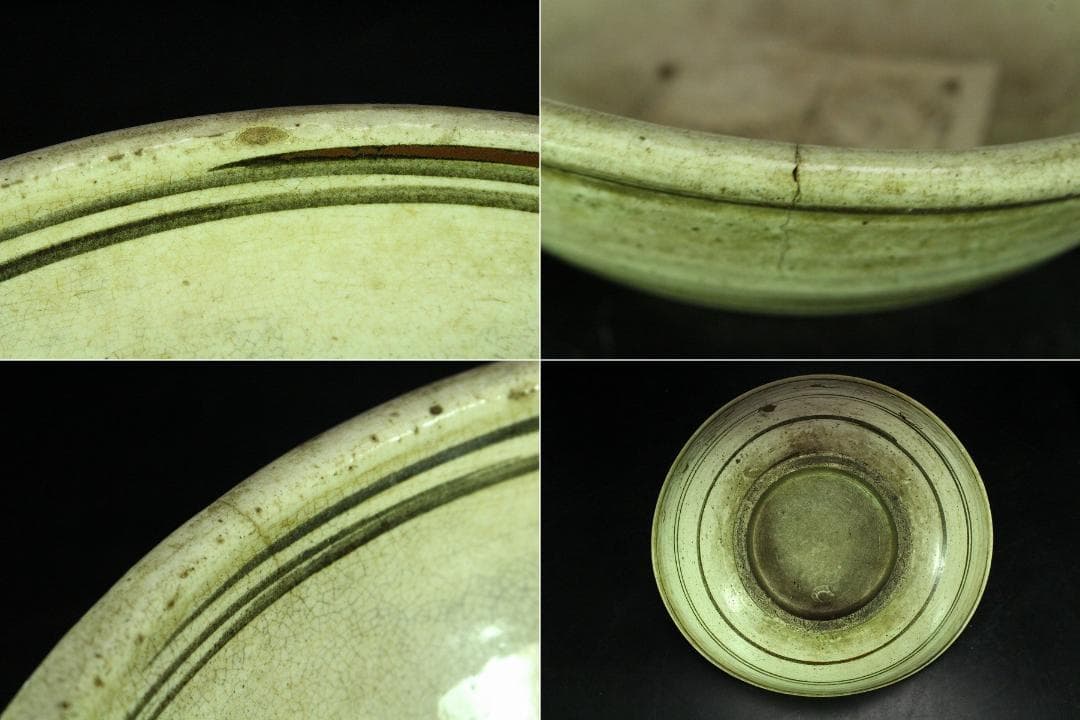 絵瀬戸 行燈皿 碗 時代物 二件(K-YC584)