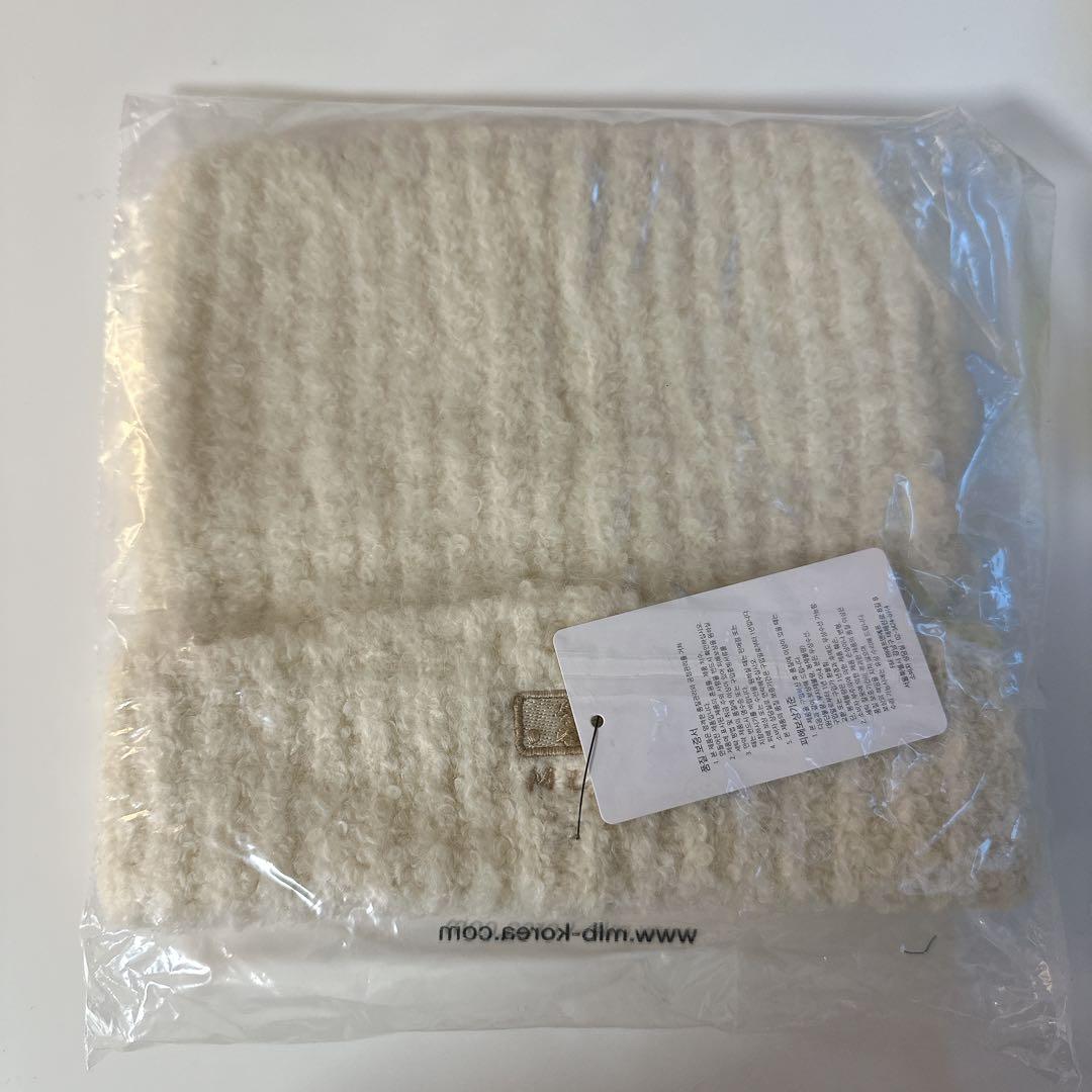 ラスト1点☆MLB Korea 猫耳 ミャオン ビーニー 紐付き 韓国限定 白