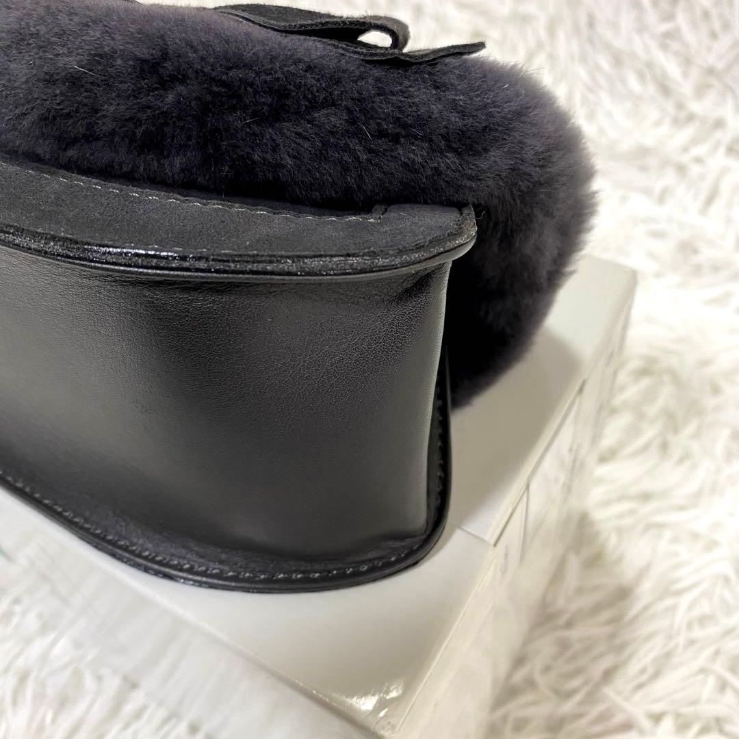 極美品✨銀座カネマツ スエード×ファー リボン ハンドバッグ ミニバッグ