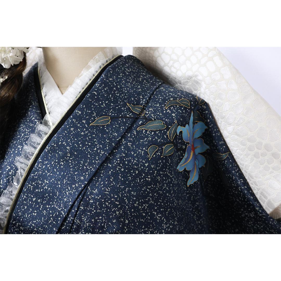 急ぎ対応可！極美品振袖セット ◆166.5cmフルセット成人式紺色新古品fB58