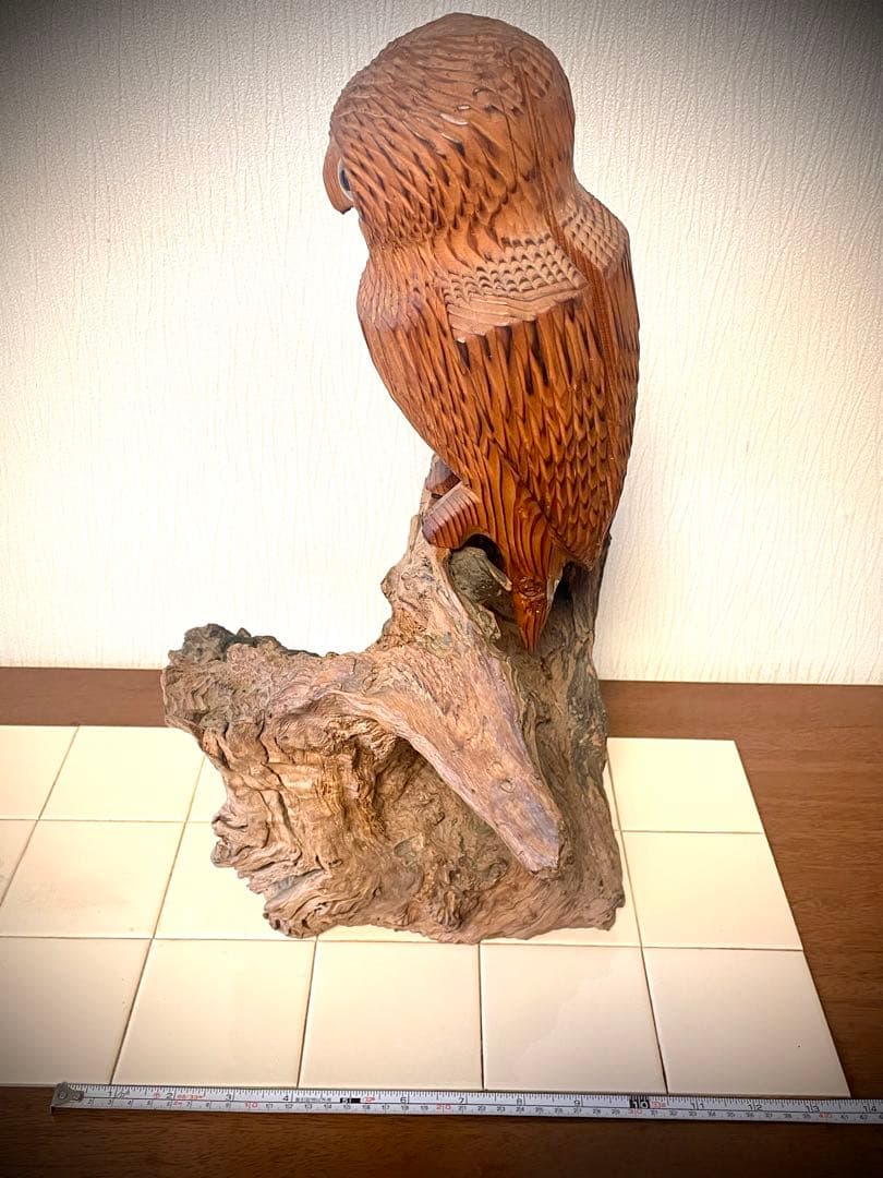 天然　流木　玄関にフクロウの縁起物　インテリア　置物　アンティーク　商売繁盛