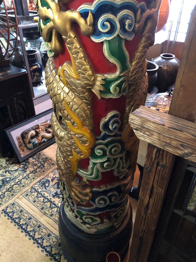 中華街の柱　龍柱　２本セット