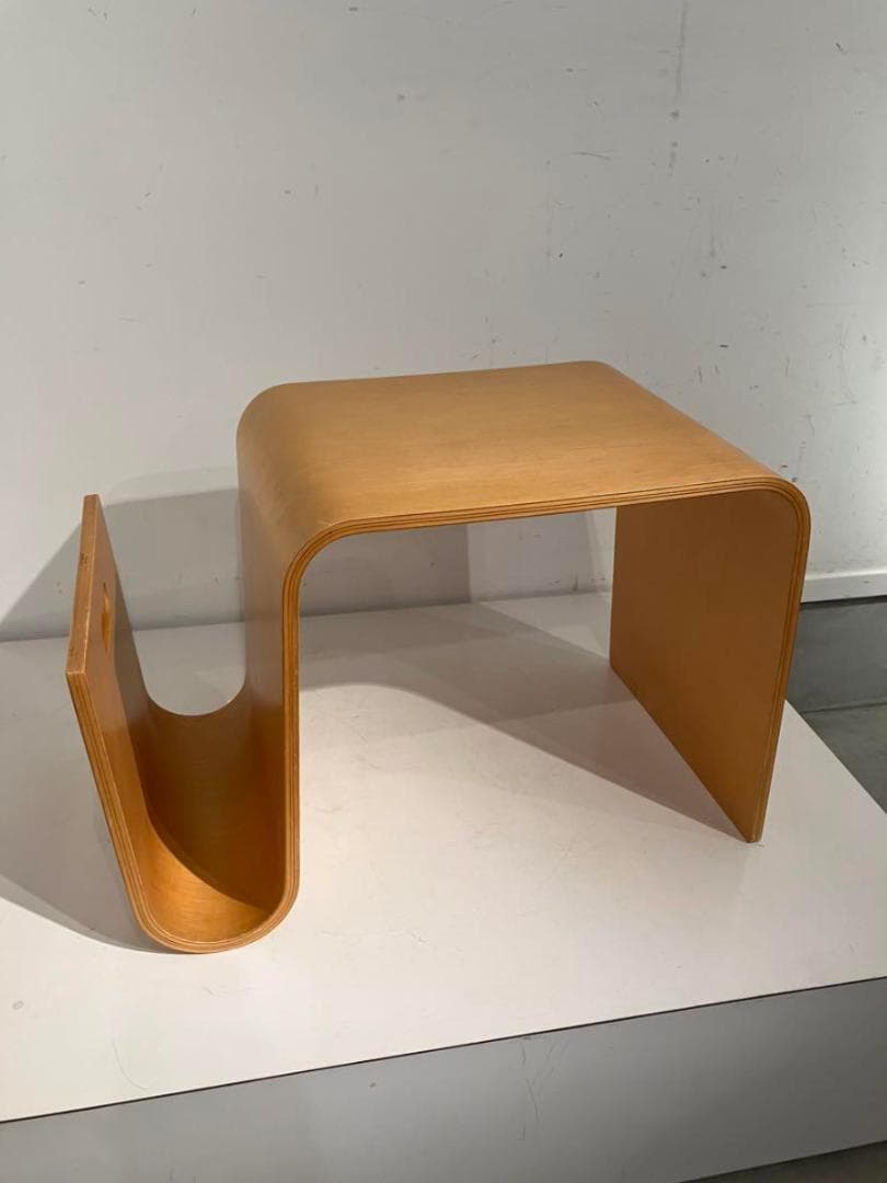 プライウッド、マガジンラック付きサイドテーブル、ミッドセンチュリー、北欧、モダン