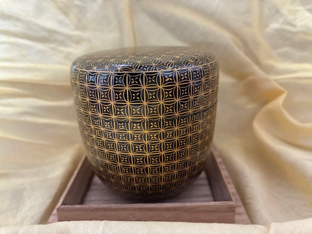 【新品 未使用】　前志芸男　沈金七宝之図　茶道具 棗
