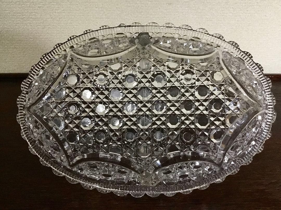 和ガラス◆ガラス鉢 2点◆大正ロマン アンティーク オーバル 取手付き