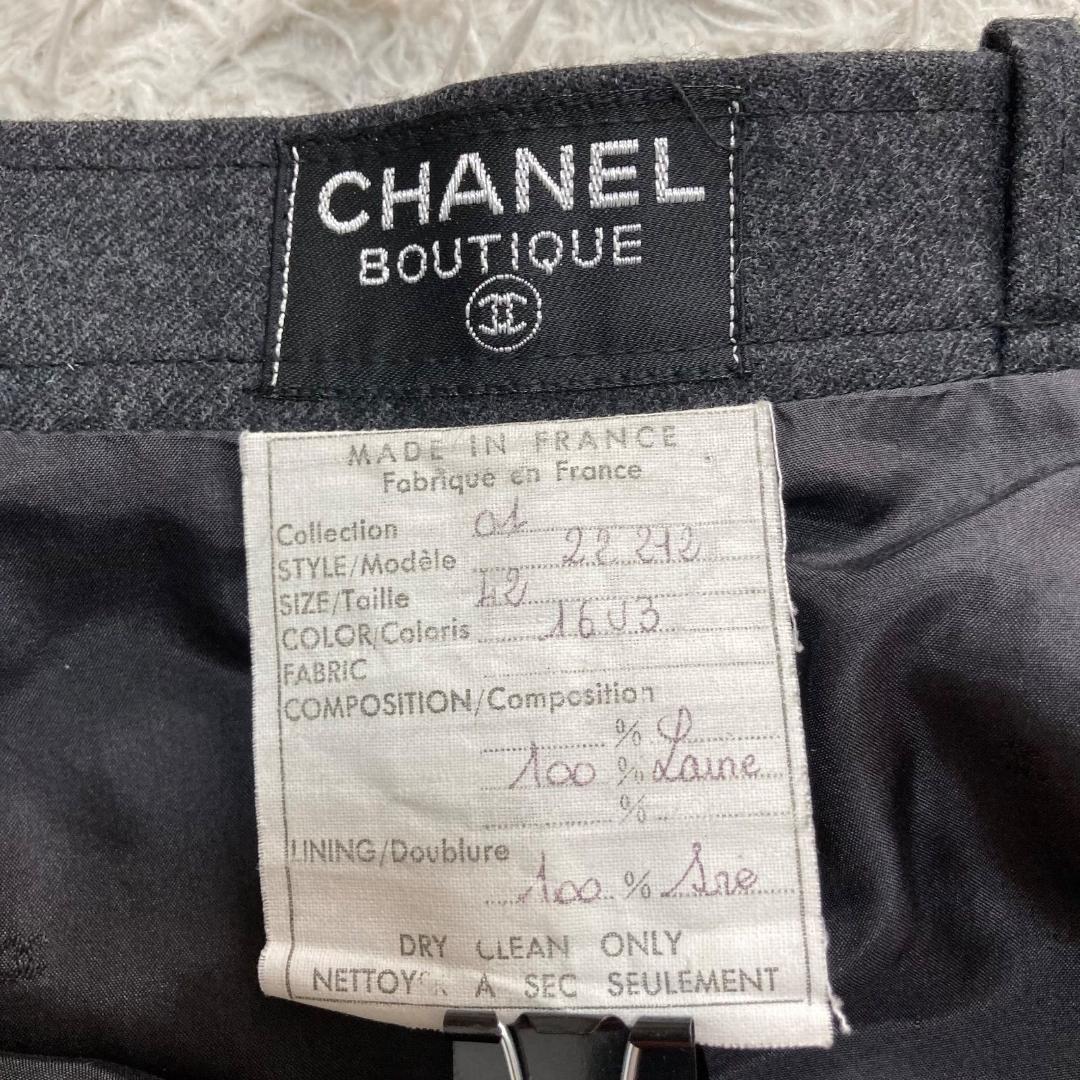 16715✨CHANEL ウール 金ボタン スカート 42 LL グレー
