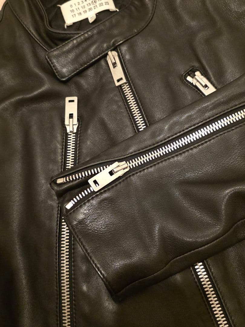 メゾンマルジェラ 八の字 ライダース レザージャケット 48