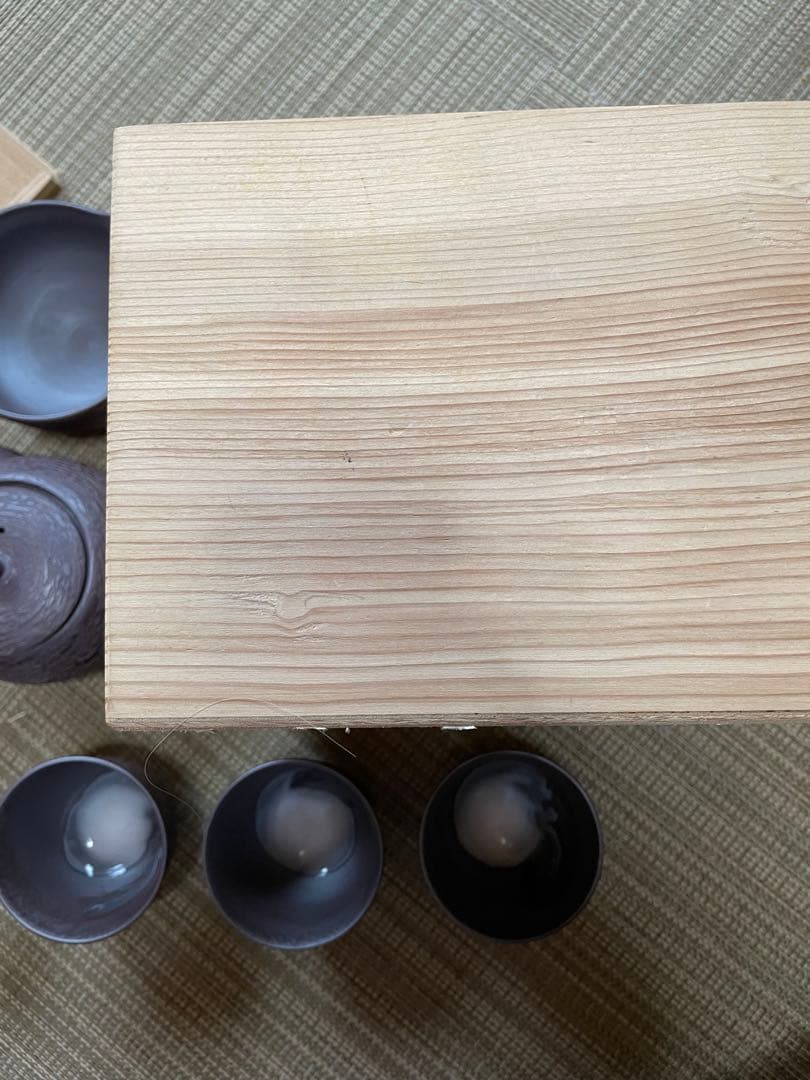 万古焼 急須と茶碗セット 茶箱付き